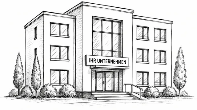 Skizze: Firmengebäude mit dem Schild „Ihr Unternehmen“